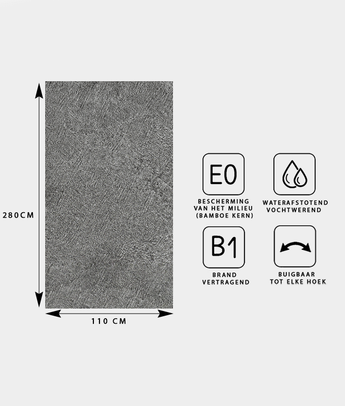 NATUURSTEEN PANEEL: Rough Concrete - 280 x 110 cm - Afbeelding 2