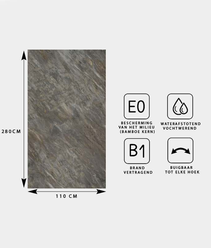 NATUURSTEEN PANEEL: Charcoal Silver - 280 x 110 cm - Afbeelding 2