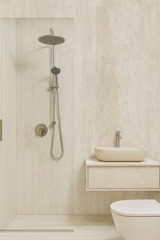 NATUURSTEEN PANEEL: Travertin licht grijs - 280 x 110 cm - Afbeelding 3