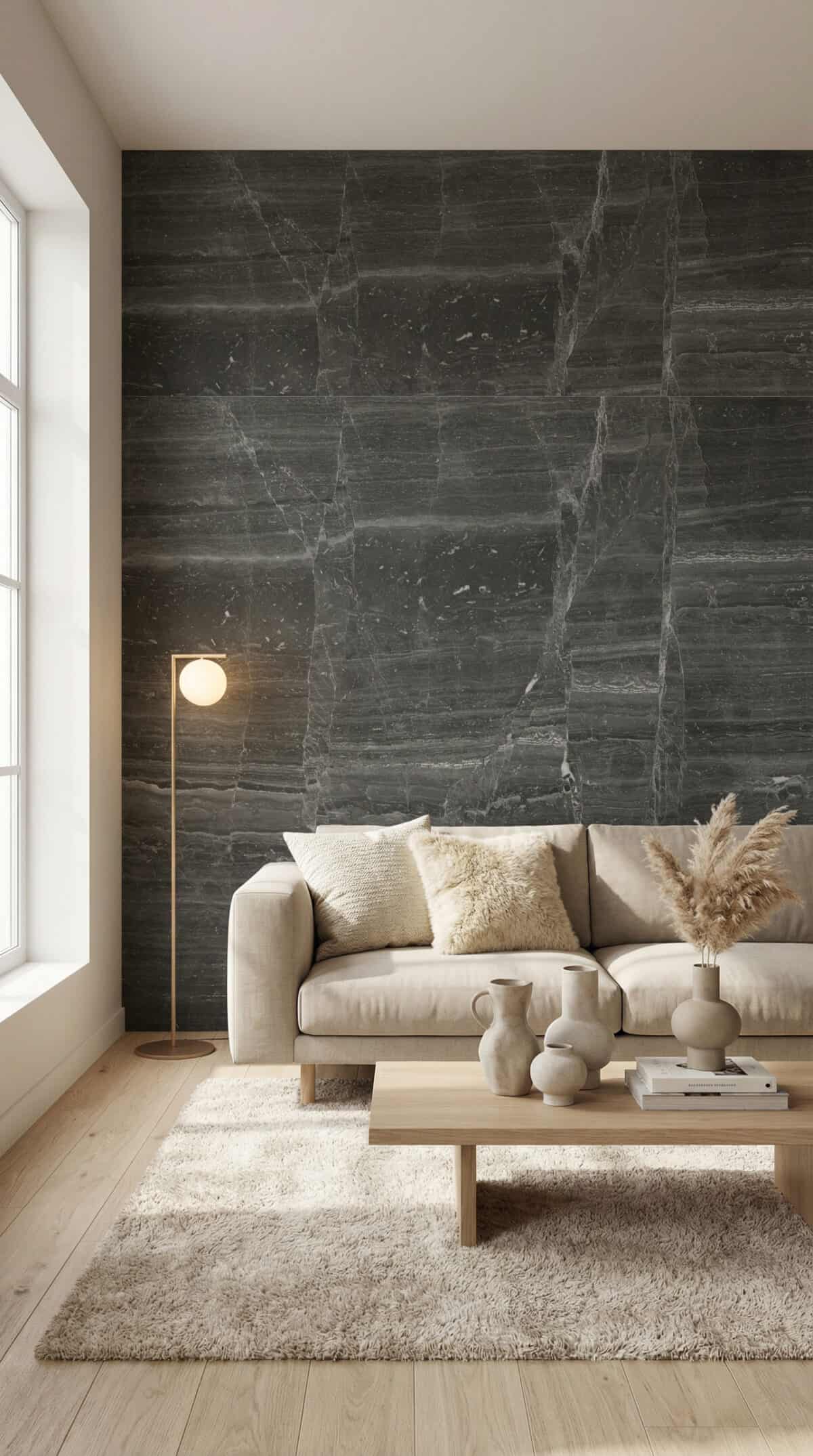 NATUURSTEEN PANEEL: Dark concreet - 280 x 110cm - Afbeelding 3