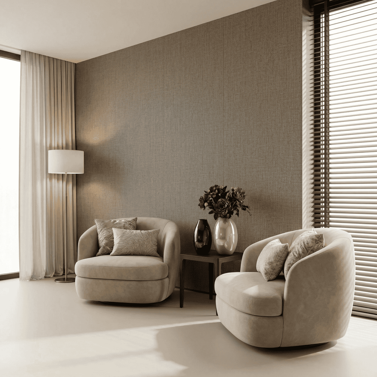 Textielpaneel in donkergrijs linnen voor moderne interieurdecoratie.